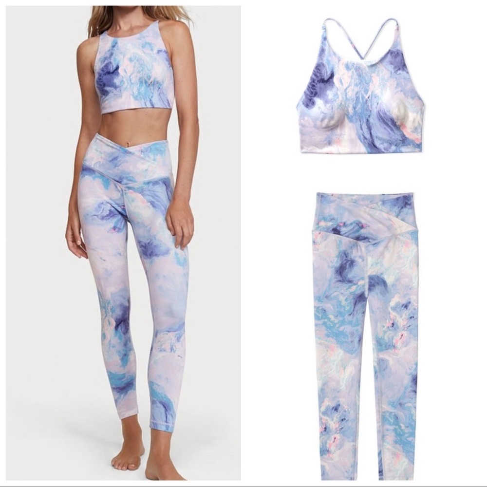 Victoria’s Secret tie dye marble cotton candy sports bra & legging set